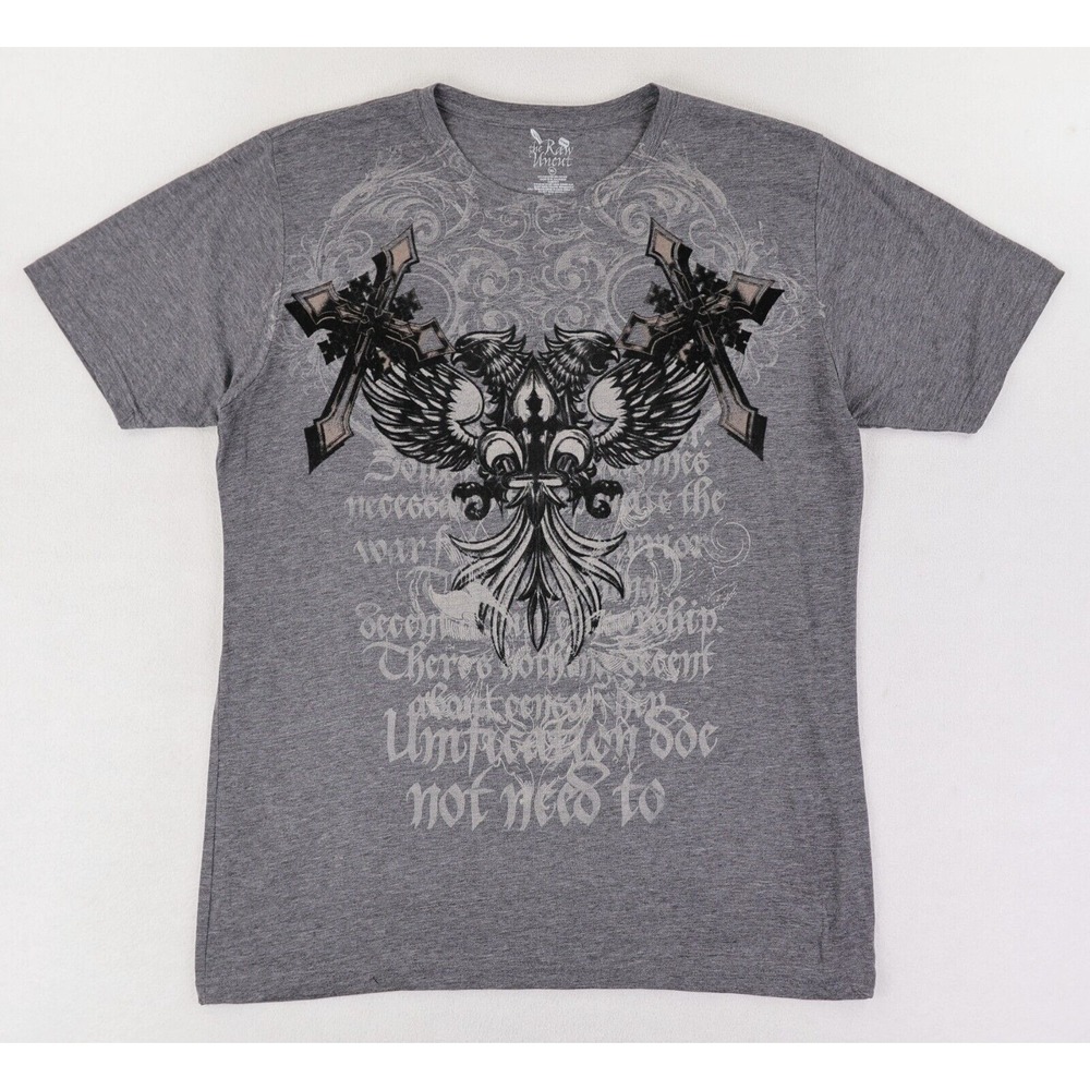 The Raw Uncut Shirt Grunge AOP Skater Wings Loyal Graphic‎ Gray Vintage Y2K